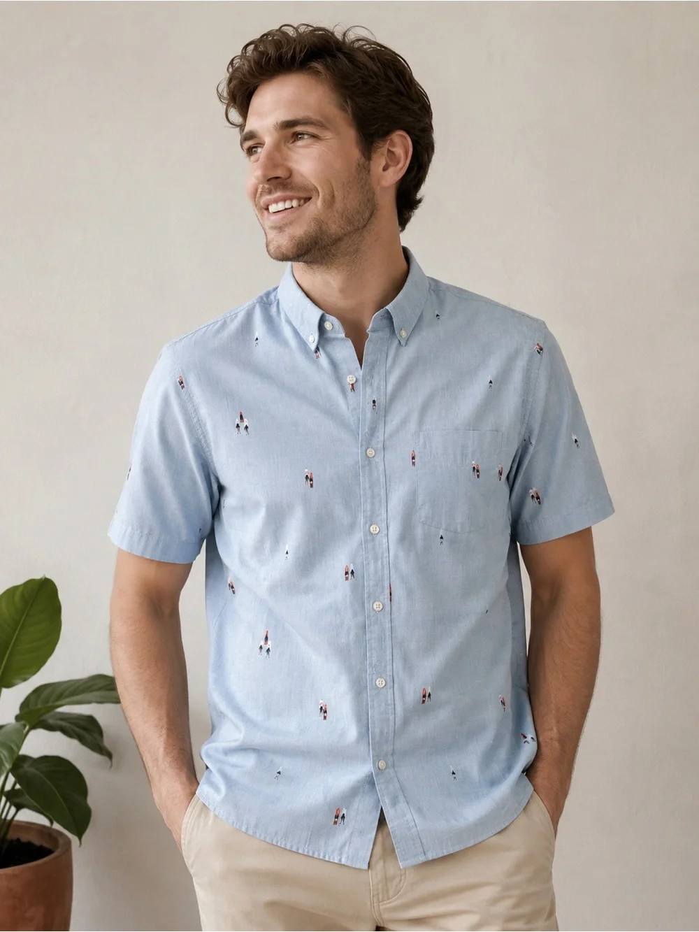 Banana Republic Luxe Poplin Surf Print Button Down Shirt Men’s L Tall slim fit